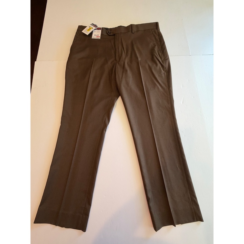 Roundtree & Yorke TravelSmart Brown Luxury Gabardine Dress Pants 40x30 New